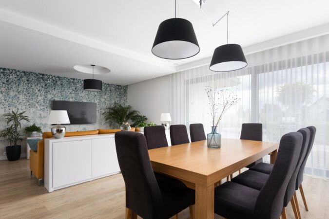 Fotografia wnętrz i architektury 43 sesje domów bielsko, przestronny salon z jadalnią